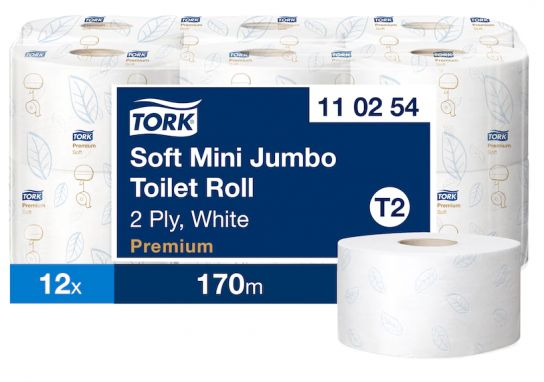 TORK T2 PREMIUM MINI JUMBO TOILET ROLL 12 X 170 MTR