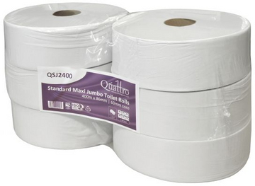 QUATTRO 6 X 400M JUMBO TOILET ROLLS 60MM CORE