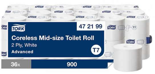 472199 TORK T7 COMPACT SYSTEM CORELESS TOILET ROLLS 36 X 900 SHEETS